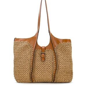 Patricia Nash Tan Woven Straw & Leather Tote